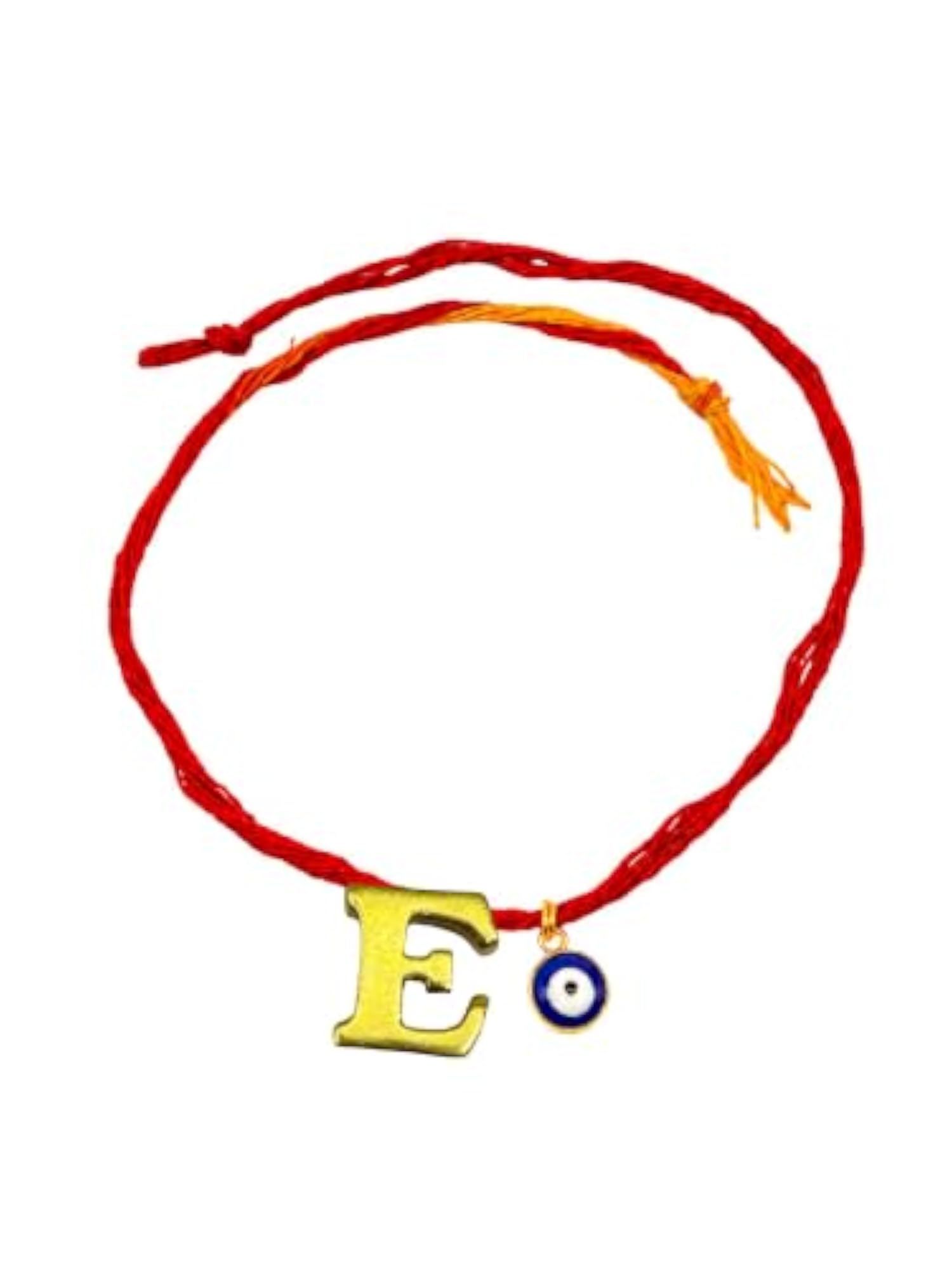 E Letter Gold Plated Initial Charm Rakhi Bracelet for Bhai